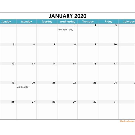 Editable Calendar 2020